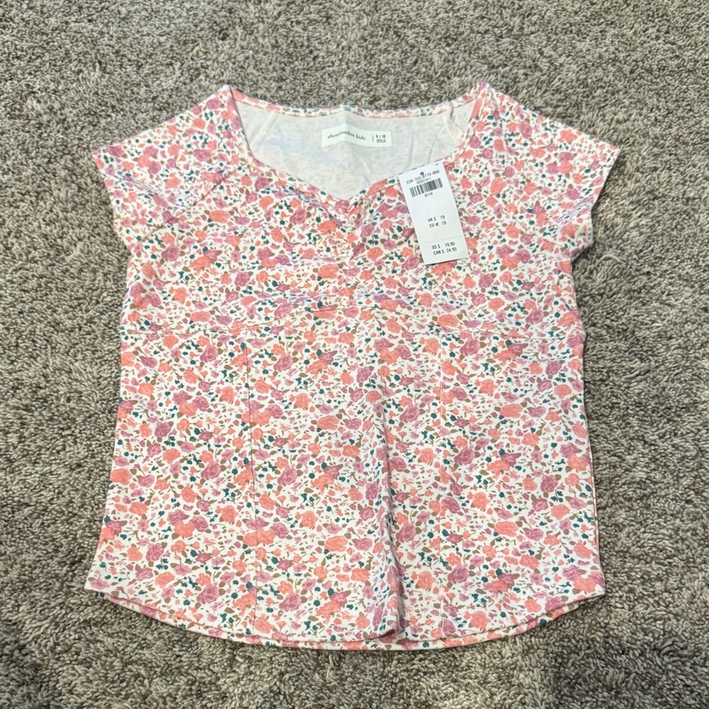 Abercrombie kids Pink Floral Cap-Sleeve Top for Girls